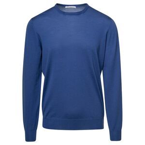 Gaudenzi Men Blue Crewneck Sweater With Long Sleeves In Wool Man Gaudenzi
